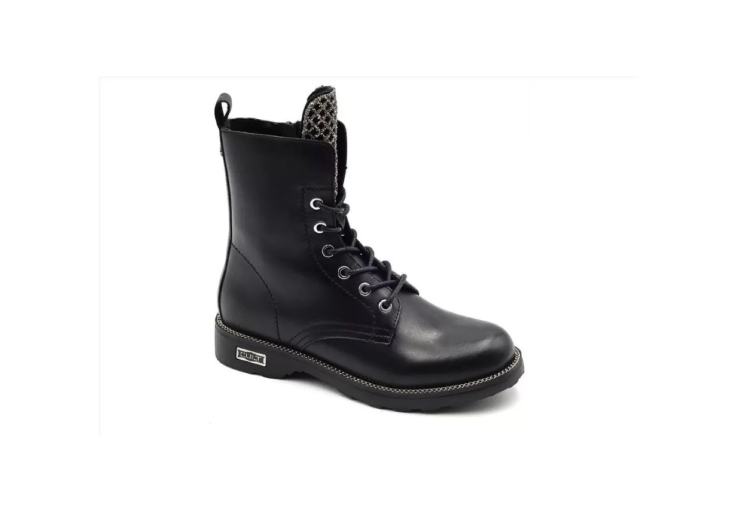 Donna Cult Anfibio In Pelle Con Strass E Zip Clw268400 Black