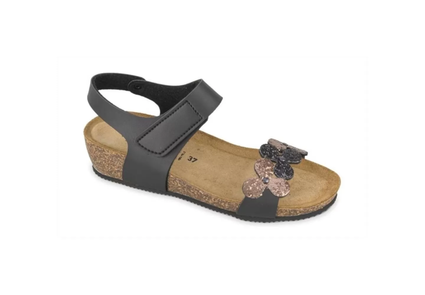 Donna Valleverde Sandalo Da Donna Con Glitter Fussbet G5397S Nero