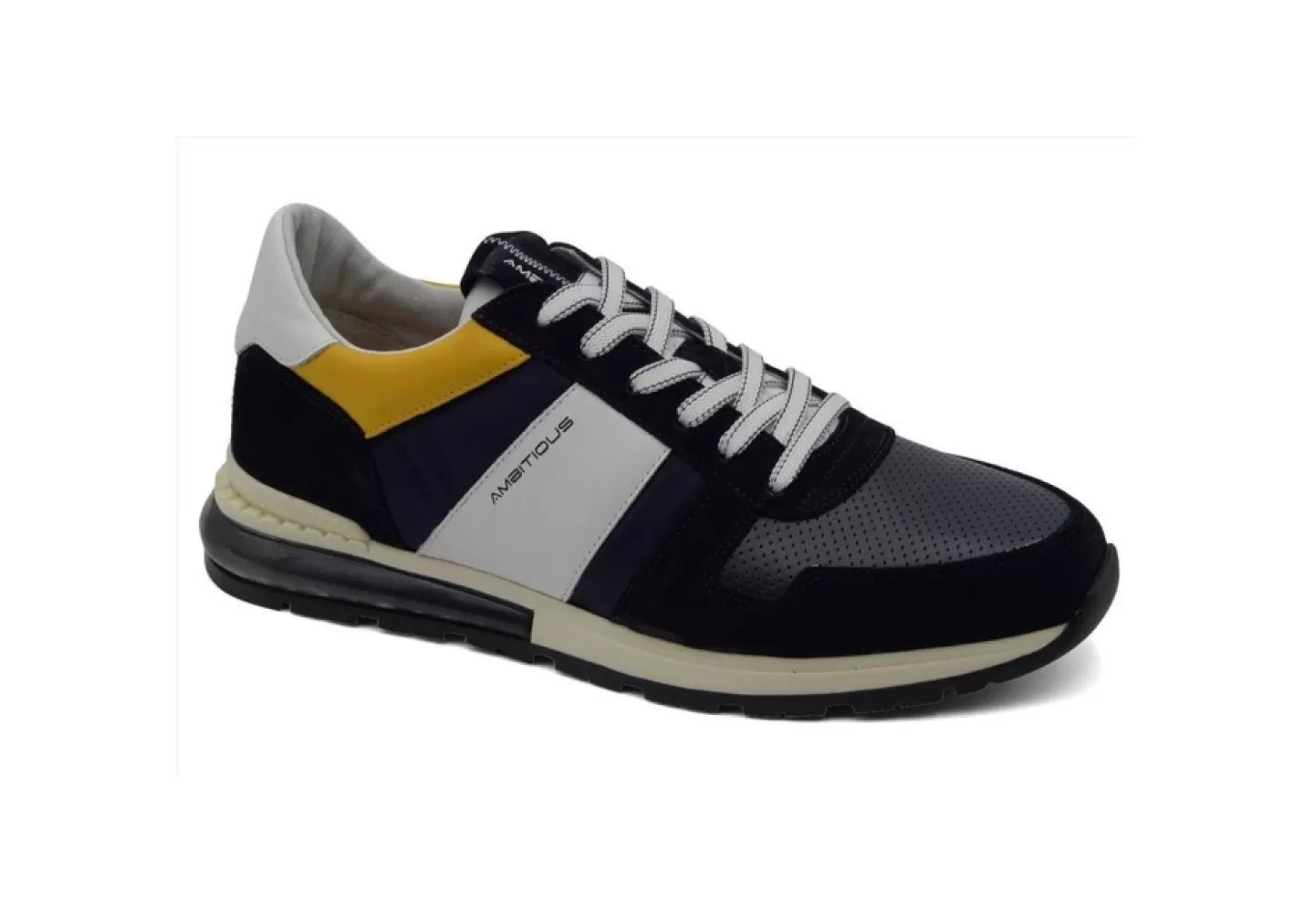 Uomo Ambitious Sneakers In Pelle Blu Con Lacci 11469-T2573Am