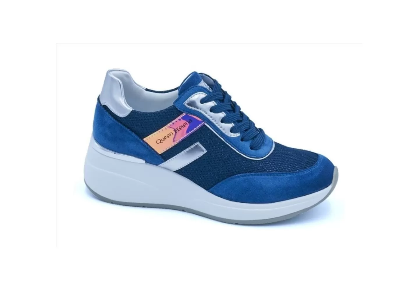 Donna Queen Helena Sneakers Lurex Con Zeppa 24-32 Blu