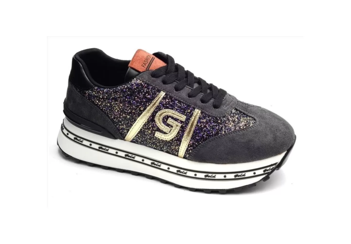 Donna Gold&Gold Sneakers Platform Con Lacci Gold&Gold Gb151 Pewter